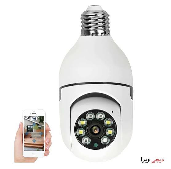 دوربین مداربسته تحت شبکه فضای بسته مدل V380 E27 بی‌سیم با لنز 2 مگاپیکسل، وضوح Full HD 1080، چرخش 360 درجه افقی و 90 درجه عمودی، دید در شب 20 متر و نصب آسان با سرپیچ لامپ برق شهری
